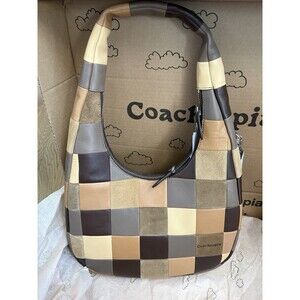 Coach Coachtopia Alter Ego Crescent Shoulder Bag Checkerboard Suede Leather NWT